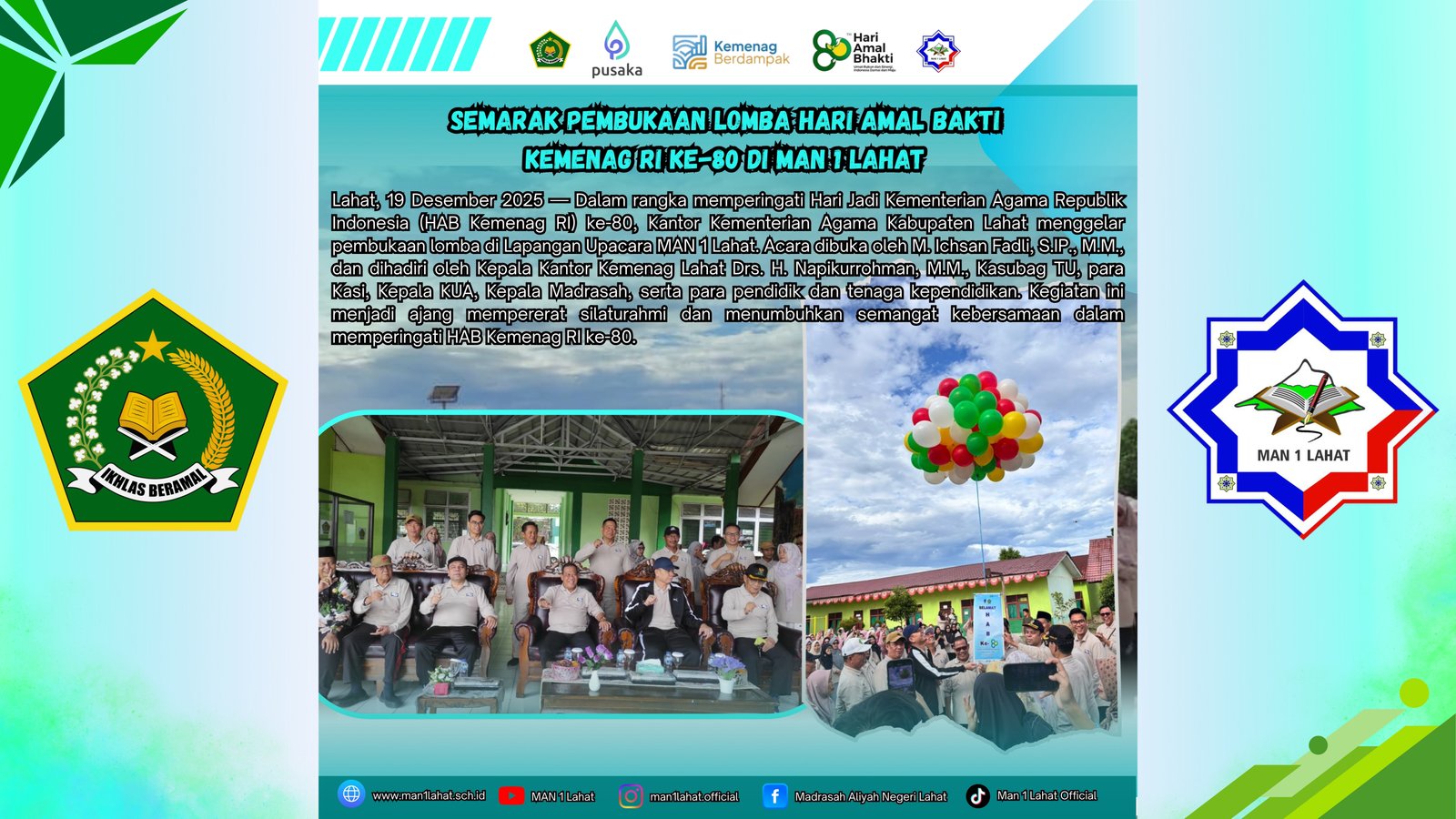 Semarak Pembukaan Lomba Hari Amal Bakti Kemenag RI ke-80 di MAN 1 Lahat