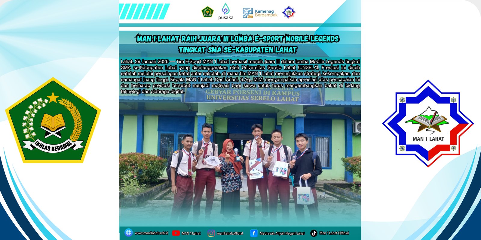 MAN 1 Lahat Raih Juara III Lomba E-Sport Mobile Legends Tingkat SMA se-Kabupaten Lahat