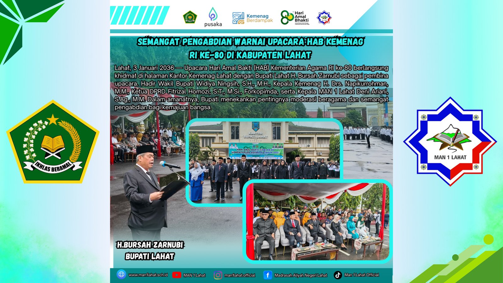 Semangat Pengabdian Warnai Upacara HAB Kemenag RI ke-90 di Kabupaten Lahat
